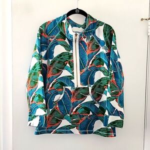 Tracy Negoshian tropical palm half zip jacket NWOT
